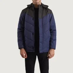 Luka Black & Blue Hooded Puffer Jacket