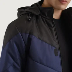 Luka Black & Blue Hooded Puffer Jacket