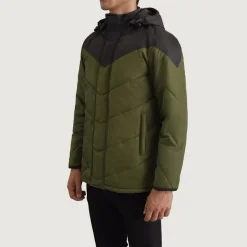 Luka Black & Green Hooded Puffer Jacket