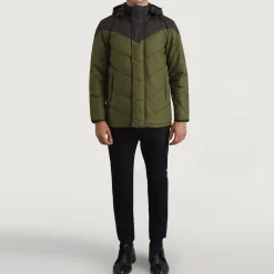 Luka Black & Green Hooded Puffer Jacket
