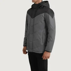 Luka Black & Grey Hooded Puffer Jacket