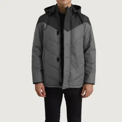 Luka Black & Grey Hooded Puffer Jacket