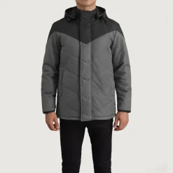 Luka Black & Grey Hooded Puffer Jacket