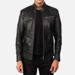 Mack Black Leather Biker Jacket