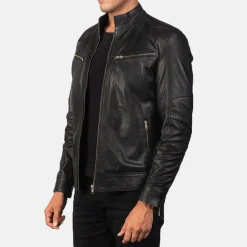 Mack Black Leather Biker Jacket