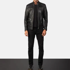 Mack Black Leather Biker Jacket