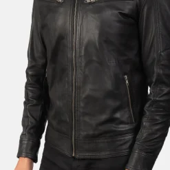 Mack Black Leather Biker Jacket