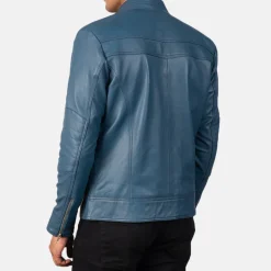 Mack Blue Leather Biker Jacket