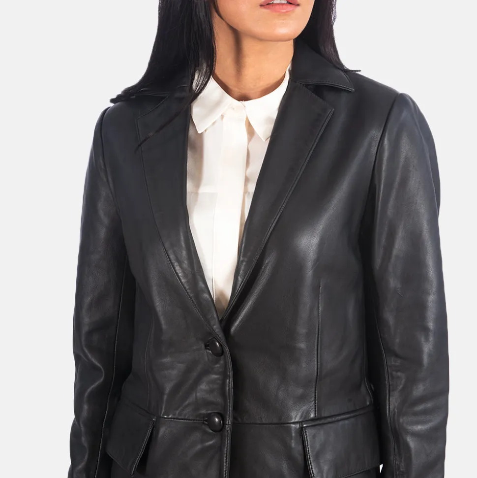 Marilyn Black Leather Blazer