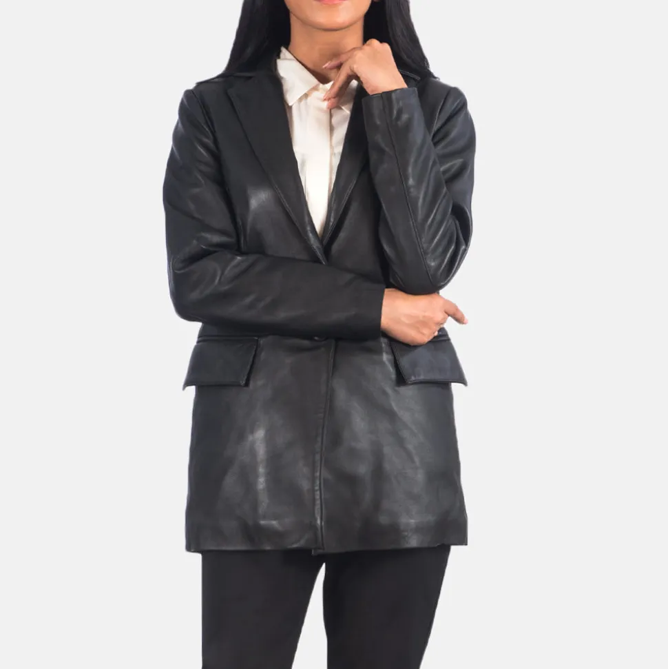 Marilyn Black Leather Blazer
