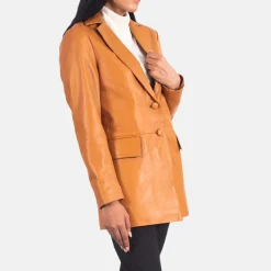 Marilyn Tan Brown Leather Blazer