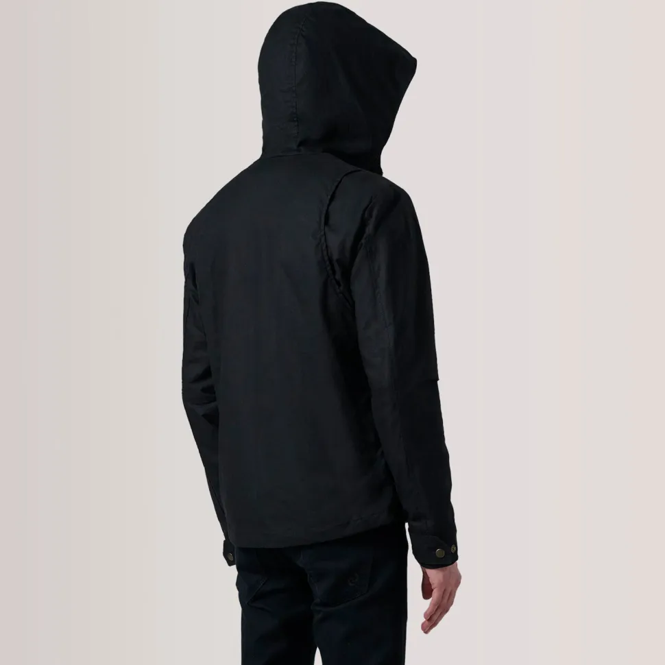 Marlo Black Canvas Hooded Work Jacket