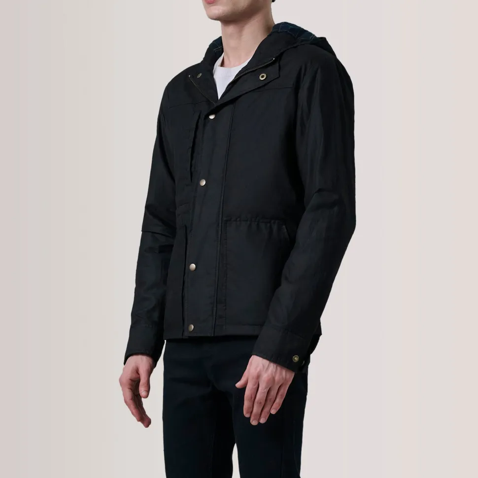 Marlo Black Canvas Hooded Work Jacket