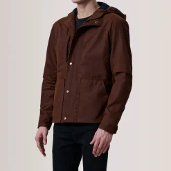 Marlo Brown Canvas Hooded Work Jacket