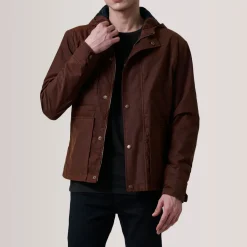 Marlo Brown Canvas Hooded Work Jacket