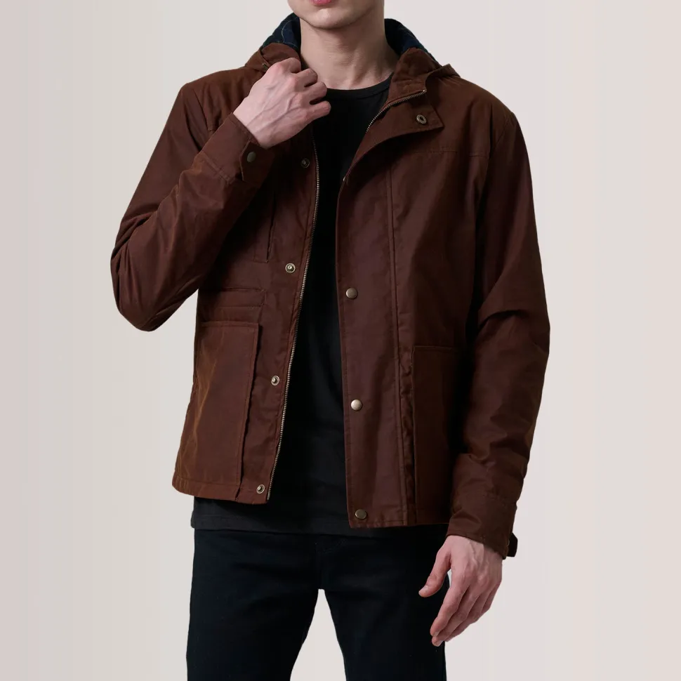 Marlo Brown Canvas Hooded Work Jacket