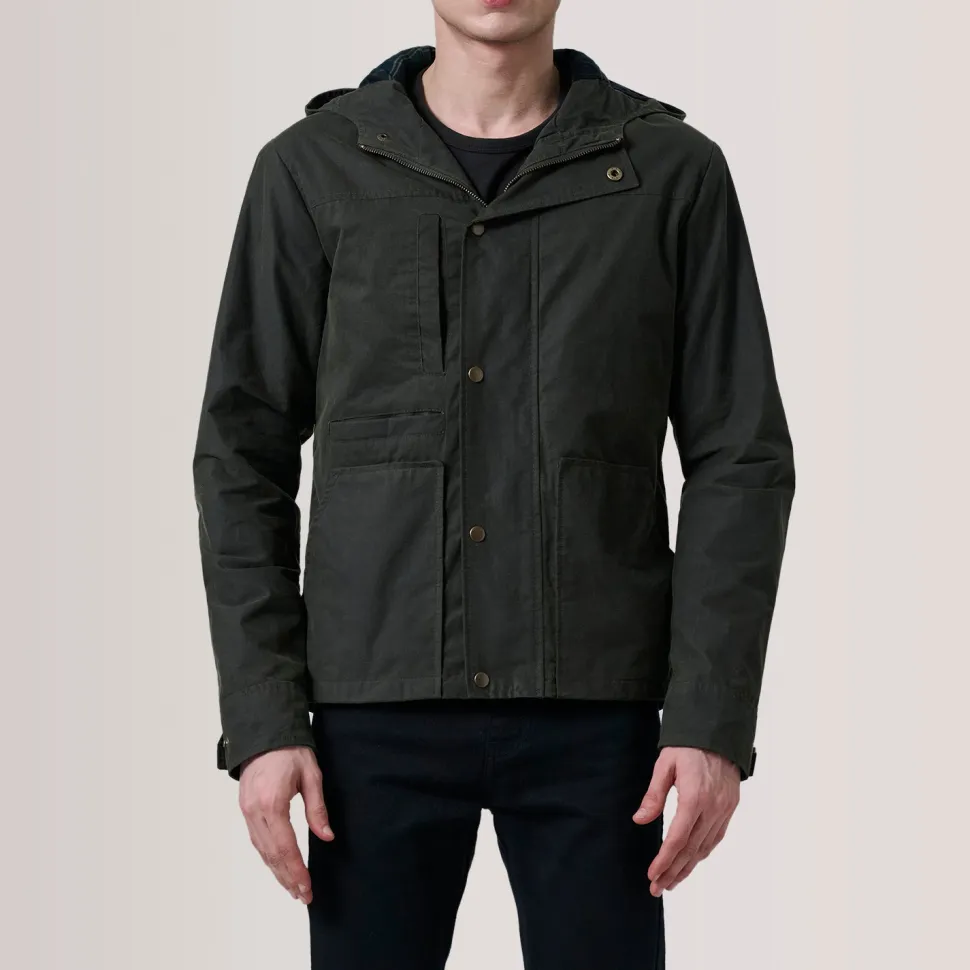 Marlo Olive Canvas Hooded Work Jacket
