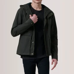 Marlo Olive Canvas Hooded Work Jacket