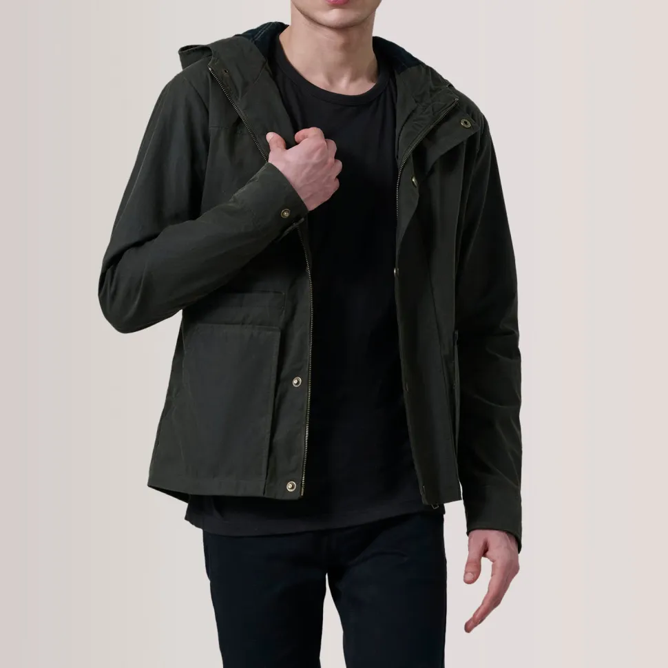Marlo Olive Canvas Hooded Work Jacket