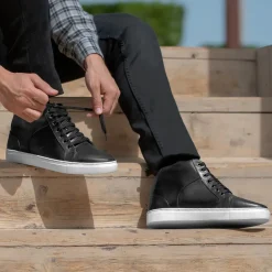 Marty High Top Black Leather Sneakers