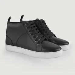 Marty High Top Black Leather Sneakers