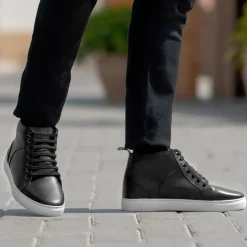 Marty High Top Black Leather Sneakers