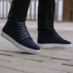 Marty High Top Blue Suede Leather Sneakers