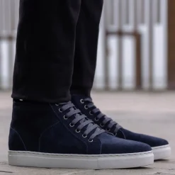 Marty High Top Blue Suede Leather Sneakers
