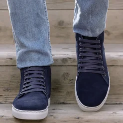 Marty High Top Blue Suede Leather Sneakers