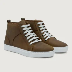 Marty High Top Burnt Copper Pullup Leather Sneakers