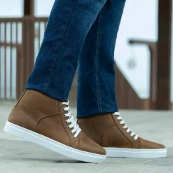 Marty High Top Burnt Copper Pullup Leather Sneakers