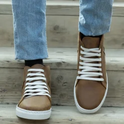 Marty High Top Burnt Copper Pullup Leather Sneakers