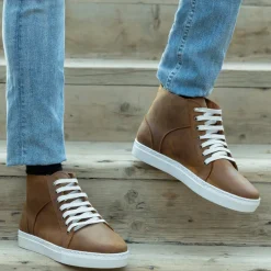 Marty High Top Burnt Copper Pullup Leather Sneakers