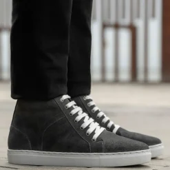 Marty High Top Grey Suede Leather Sneakers
