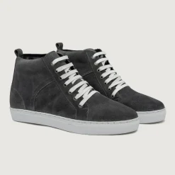 Marty High Top Grey Suede Leather Sneakers