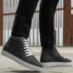 Marty High Top Grey Suede Leather Sneakers