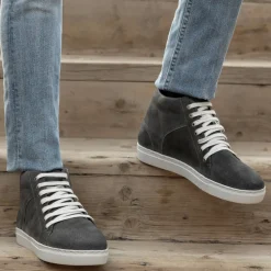 Marty High Top Grey Suede Leather Sneakers