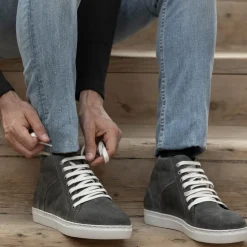 Marty High Top Grey Suede Leather Sneakers