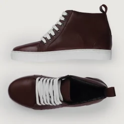 Marty High Top Maroon Leather Sneakers