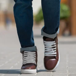 Marty High Top Maroon Leather Sneakers