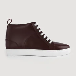 Marty High Top Maroon Leather Sneakers