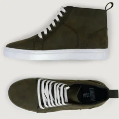Marty High Top Olive Pullup Leather Sneakers