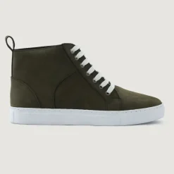 Marty High Top Olive Pullup Leather Sneakers