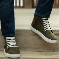 Marty High Top Olive Pullup Leather Sneakers