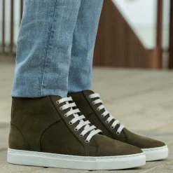 Marty High Top Olive Pullup Leather Sneakers