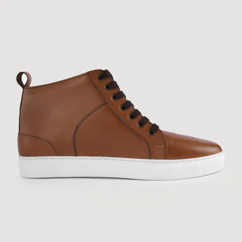 Marty High Top Tan Leather Sneakers
