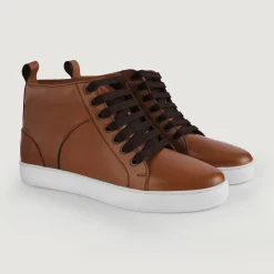 Marty High Top Tan Leather Sneakers