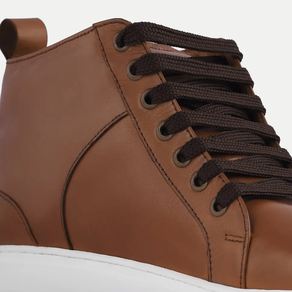 Marty High Top Tan Leather Sneakers