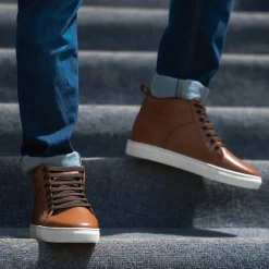 Marty High Top Tan Leather Sneakers