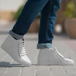 Marty High Top White Leather Sneakers